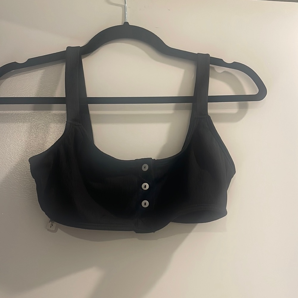 Intimately by Free People XS black bralette button detail in front ribbed